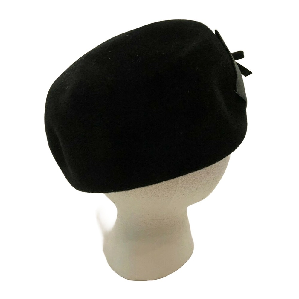 Vintage Camelot Womens Art Deco Round Pillbox Hat One Size Black Velour Italy - Picture 6 of 9